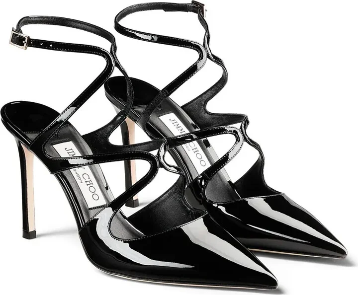 Azia 95mm patent-finish leather pumps - Image 4
