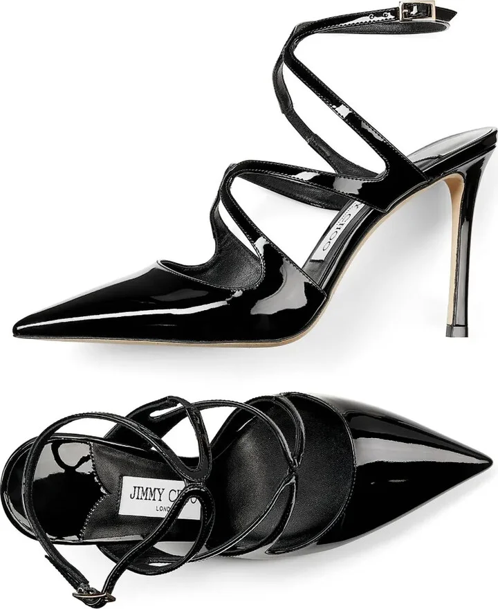 Azia 95mm patent-finish leather pumps - Image 5