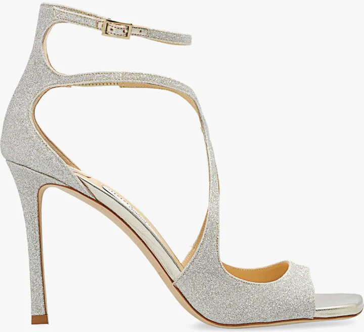 ‘Azia’ Heeled Sandals, , - Gold
