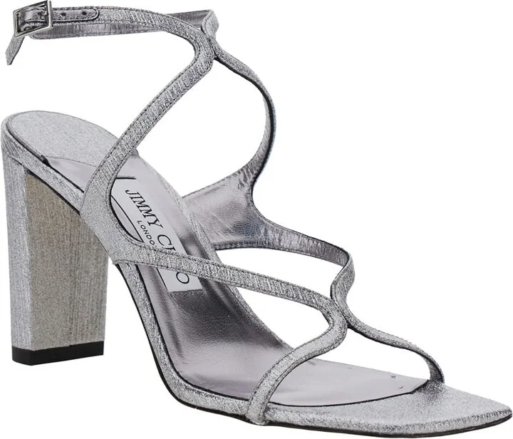 'azie' Metallic Sandals With High Stacked Heel And Criss-cross Strap In Tech Fabric Woman - Image 2