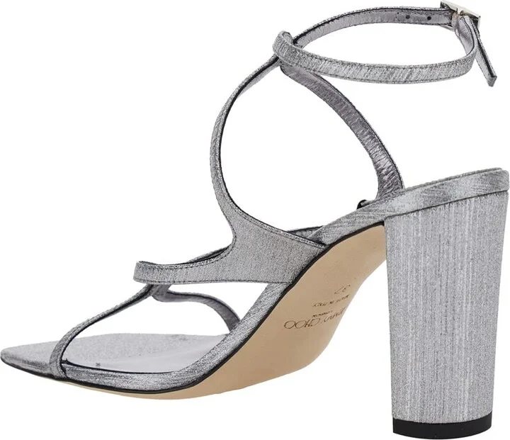 'azie' Metallic Sandals With High Stacked Heel And Criss-cross Strap In Tech Fabric Woman - Image 3