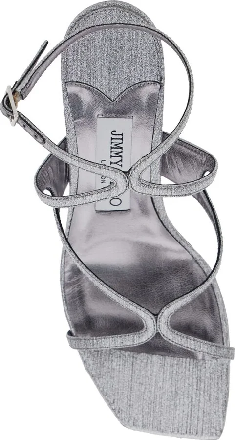 'azie' Metallic Sandals With High Stacked Heel And Criss-cross Strap In Tech Fabric Woman - Image 4