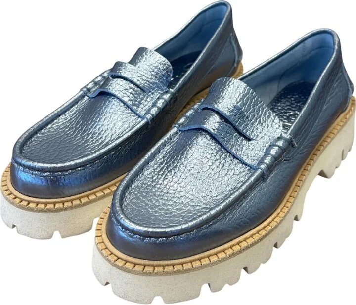 Azure Cervo Lame Loafer In Blue