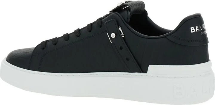 'B-Court B-Buzz' Black Low Sneakers With Diamond Motif And Logo Patch On The Tongue In Leather Man - Image 2