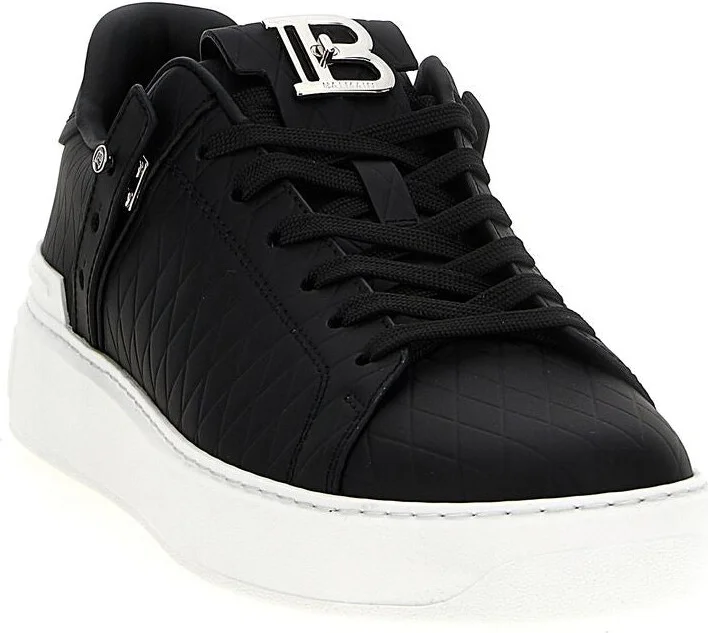 'B-Court B-Buzz' Black Low Sneakers With Diamond Motif And Logo Patch On The Tongue In Leather Man - Image 3