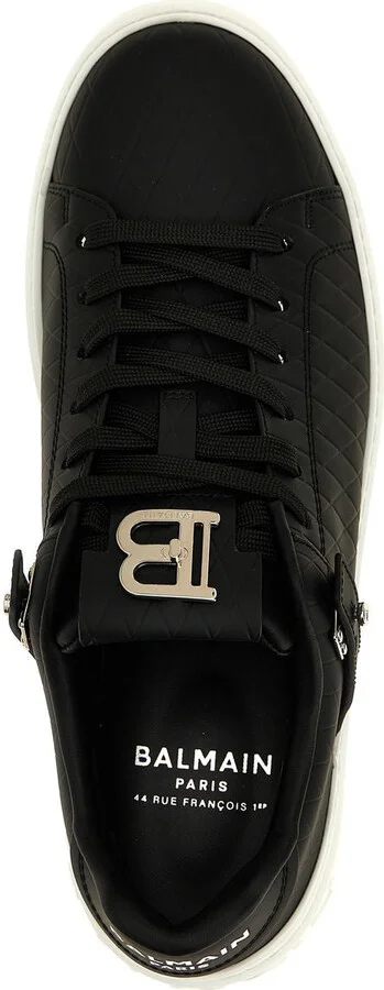 'B-Court B-Buzz' Black Low Sneakers With Diamond Motif And Logo Patch On The Tongue In Leather Man - Image 5