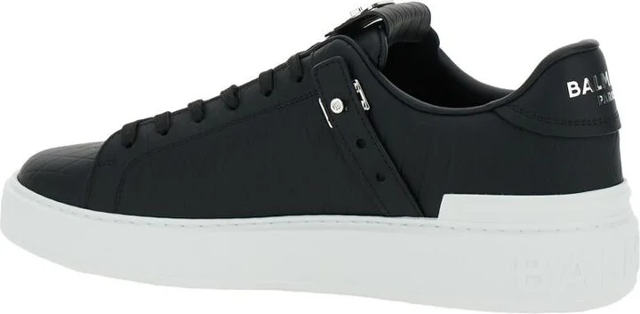 'B-Court B-Buzz' Black Low Sneakers With Diamond Motif And Logo Patch On The Tongue In Leather Man - Image 3