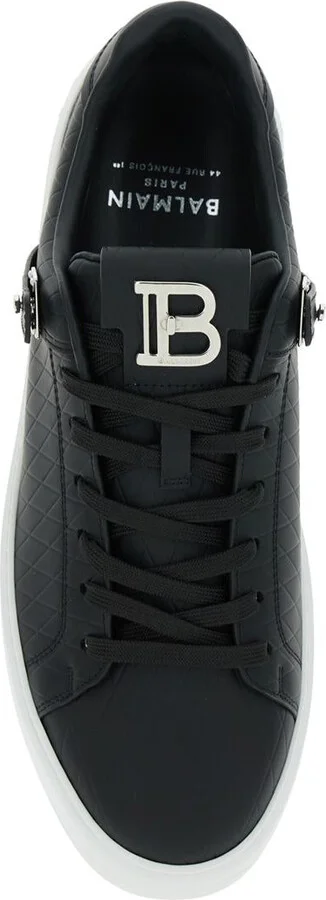 'B-Court B-Buzz' Black Low Sneakers With Diamond Motif And Logo Patch On The Tongue In Leather Man - Image 4