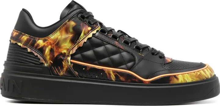 B-Court flame-print leather sneakers