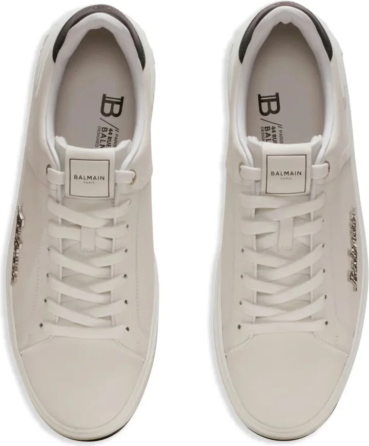 B-Court logo-plaque leather trainers - Image 4
