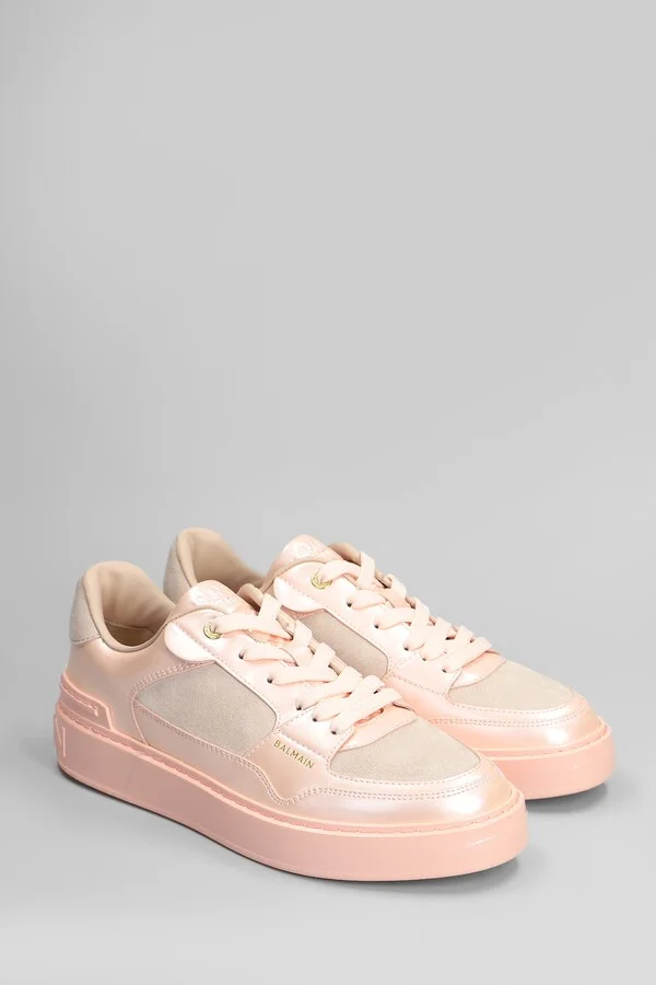 B Court Sneakers In Rose-pink Suede And Leather - Image 2