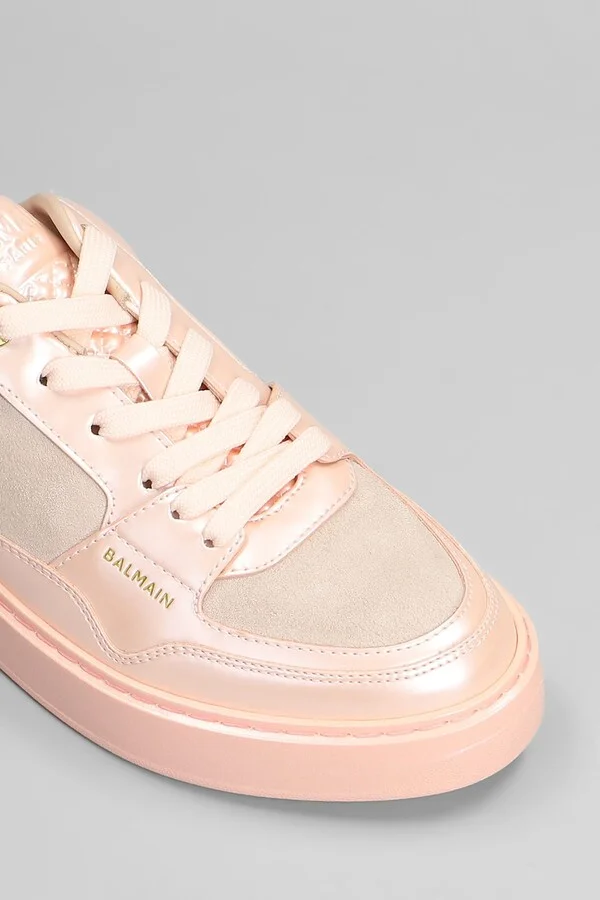 B Court Sneakers In Rose-pink Suede And Leather - Image 5