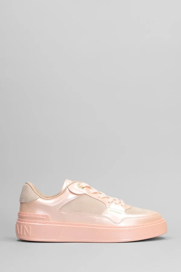 B Court Sneakers In Rose-pink Suede And Leather