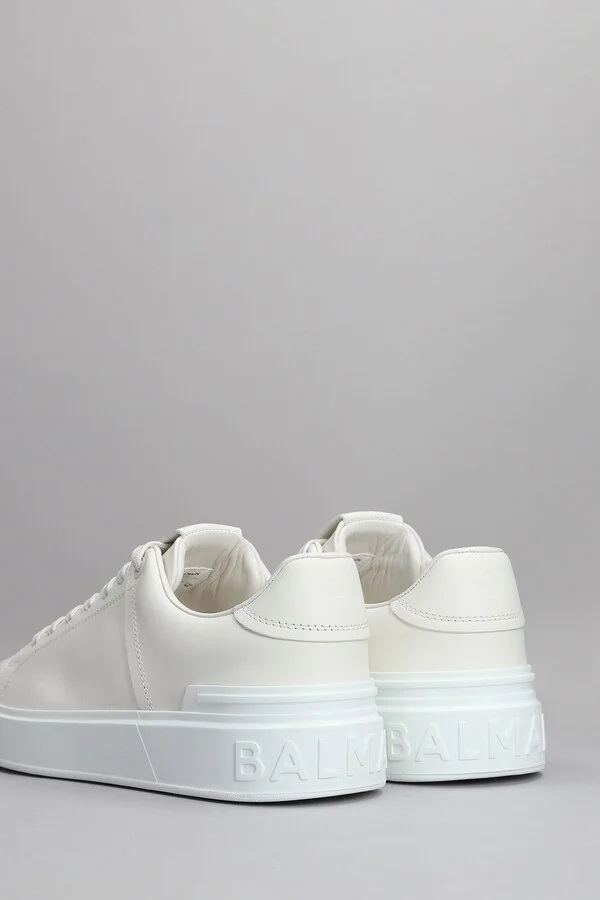 B Court Sneakers In White Leather - Image 4