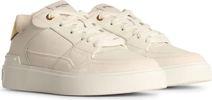 'b-court' White Leather Sneakers - Image 2