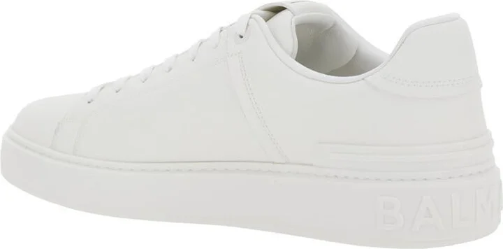 'B-Court' White Low Top Sneakers With Logo Patch On The Tongue In Leather Man - Image 3