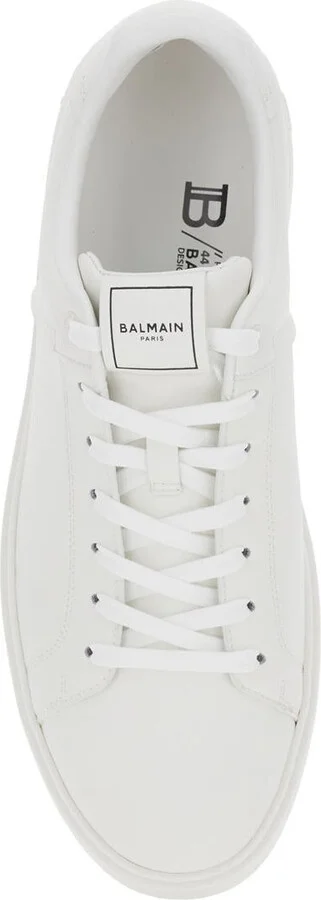'B-Court' White Low Top Sneakers With Logo Patch On The Tongue In Leather Man - Image 4