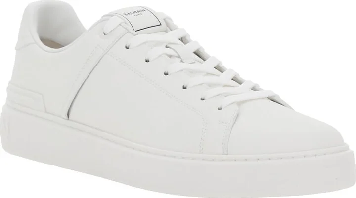 'b-court' White Low Top Sneakers With Logo Patch On The Tongue In Leather Man - Image 2