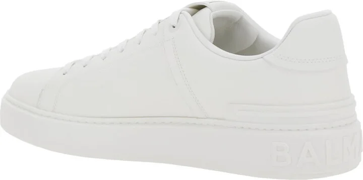 'b-court' White Low Top Sneakers With Logo Patch On The Tongue In Leather Man - Image 3