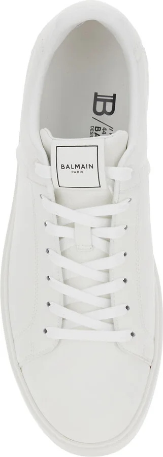 'b-court' White Low Top Sneakers With Logo Patch On The Tongue In Leather Man - Image 4