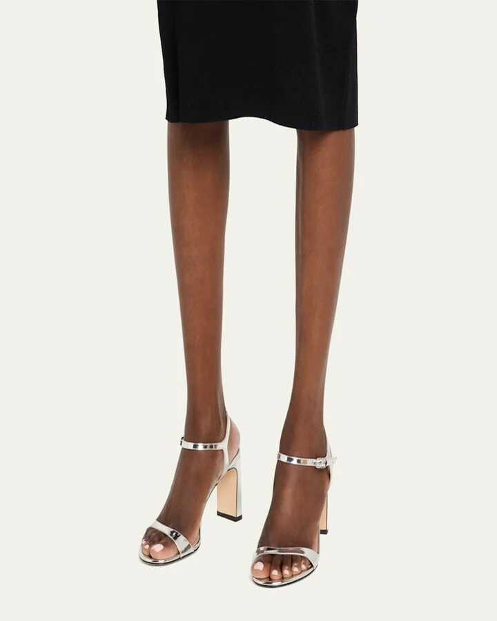 Babette Metallic Ankle-Strap Sandals - Image 7