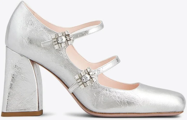 Babies 85 Crystal Buckle Pumps in Leather