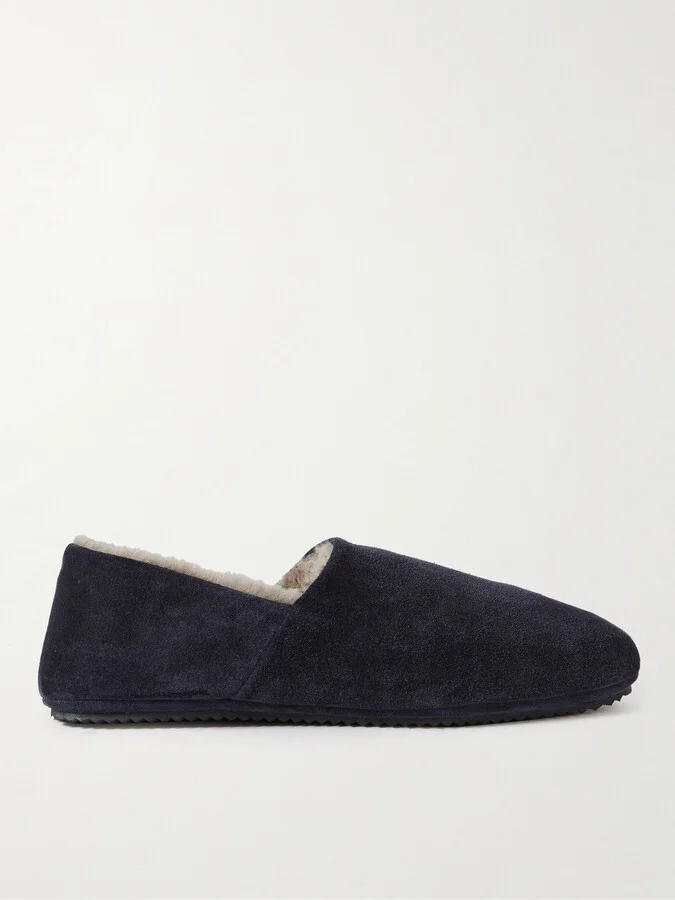 Babouche Shearling-Lined Suede Slippers