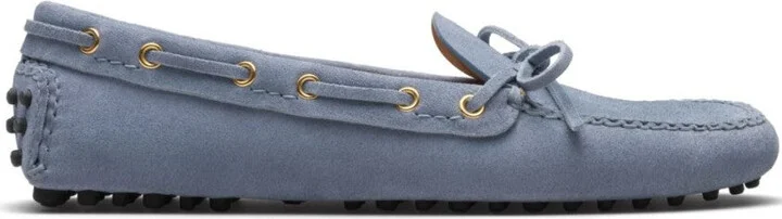 Baby Blue Suede Loafer With Bow