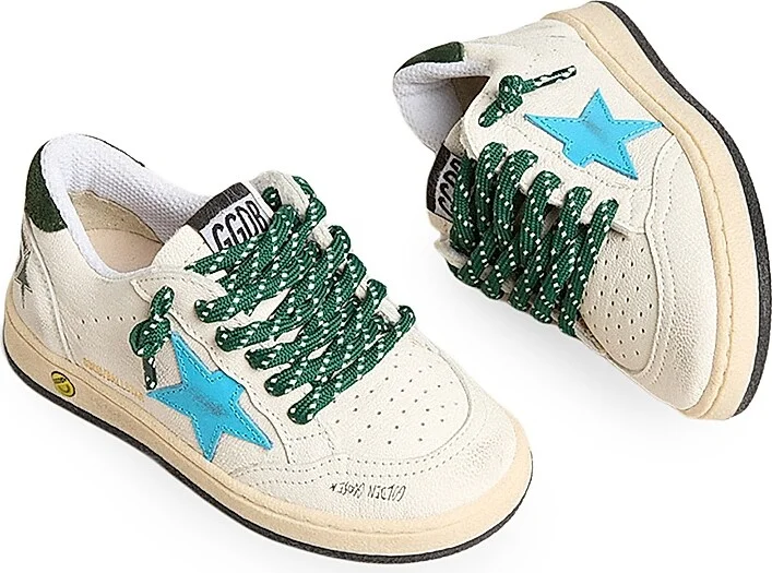 Baby Boy's, Little Boy's & Boy's Ballstar Leather Star Low-Top Sneakers - White Blue Green - Size 9 (Toddler) - Image 2