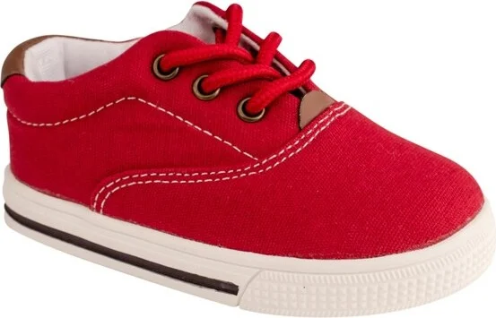 Baby Deer Toddler Lace up Canvas Red Sneaker , Red,