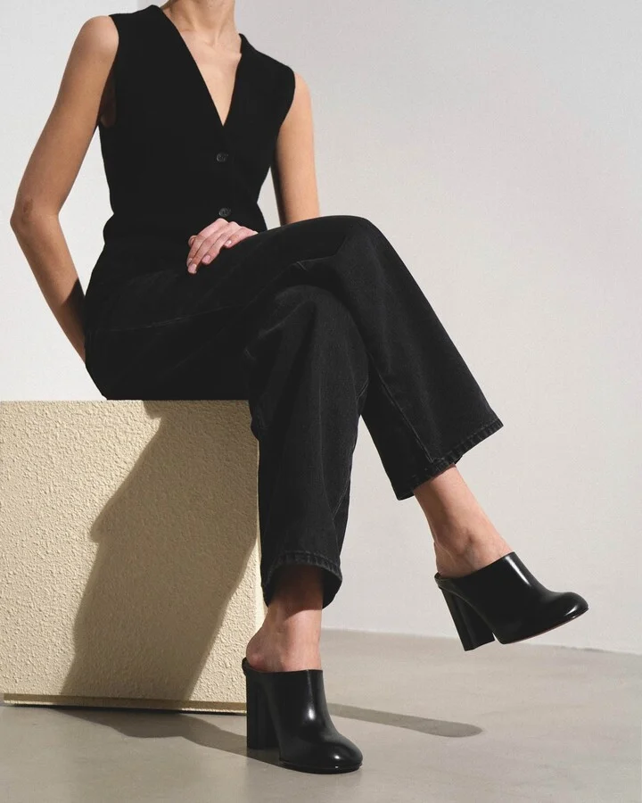 Babylone black leather mules - Image 2