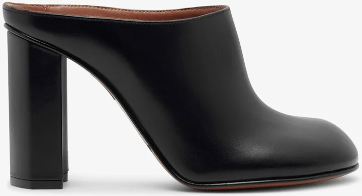 Babylone black leather mules