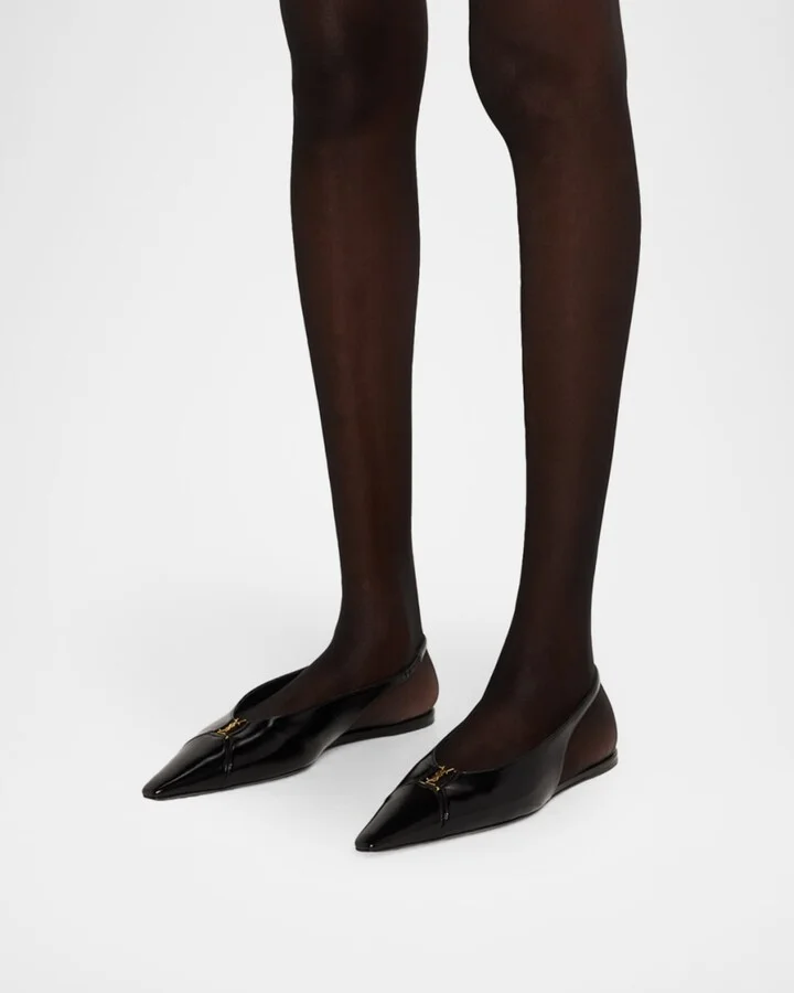 Babylone Leather YSL Slingback Ballerina Flats - Image 2