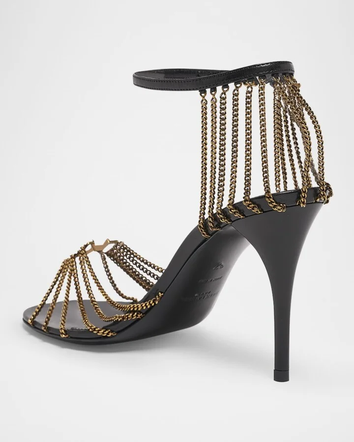 Babylone Strappy Chain YSL Stiletto Sandals - Image 9