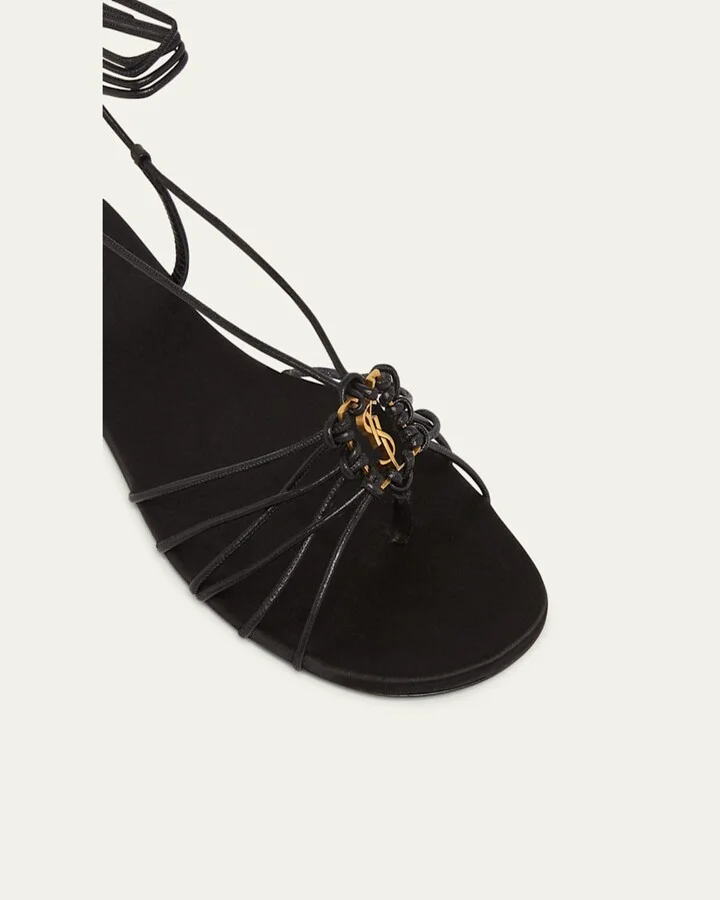 Babylone Strappy YSL Ankle-Tie Sandals - Image 3