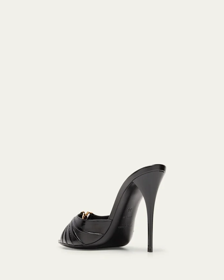 Babylone YSL Ruched Leather Mule Sandals - Image 2