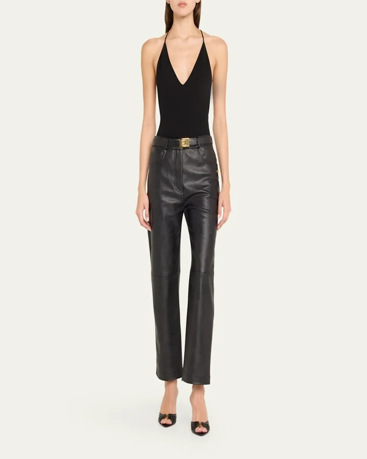 Babylone YSL Ruched Leather Mule Sandals - Image 3