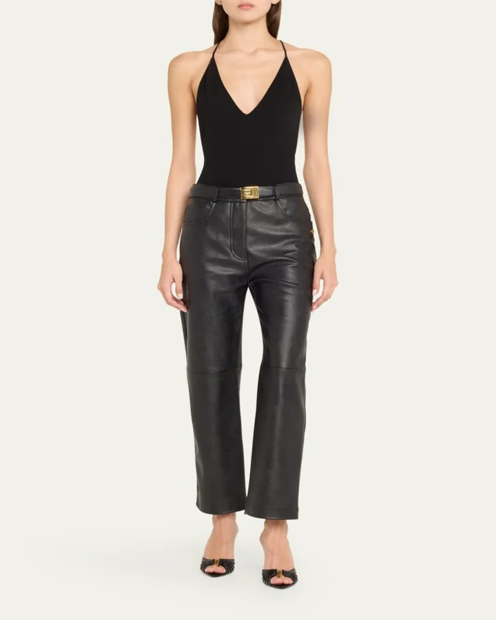 Babylone YSL Ruched Leather Mule Sandals - Image 3