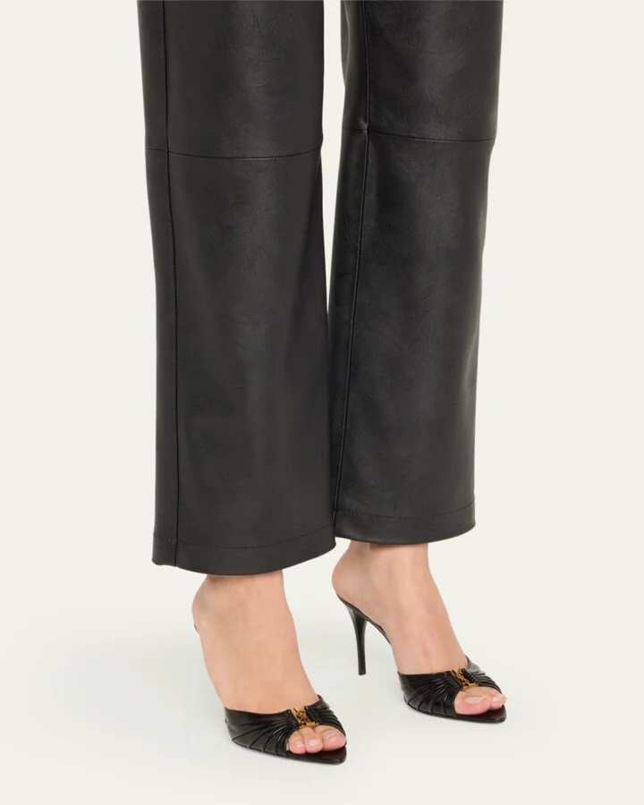 Babylone YSL Ruched Leather Mule Sandals - Image 5