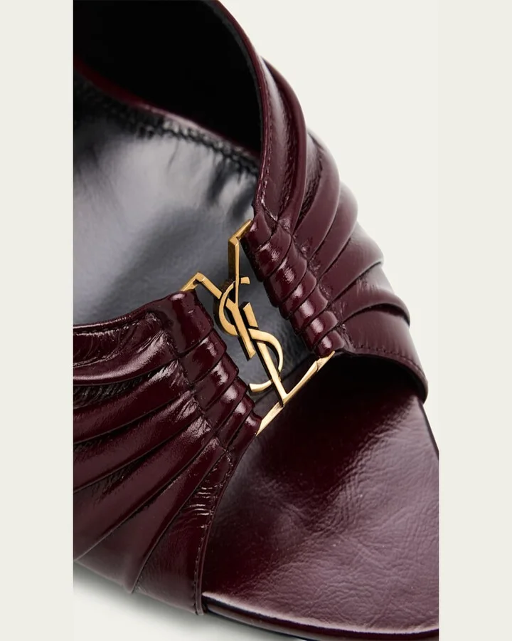 Babylone YSL Ruched Leather Mule Sandals - Image 5