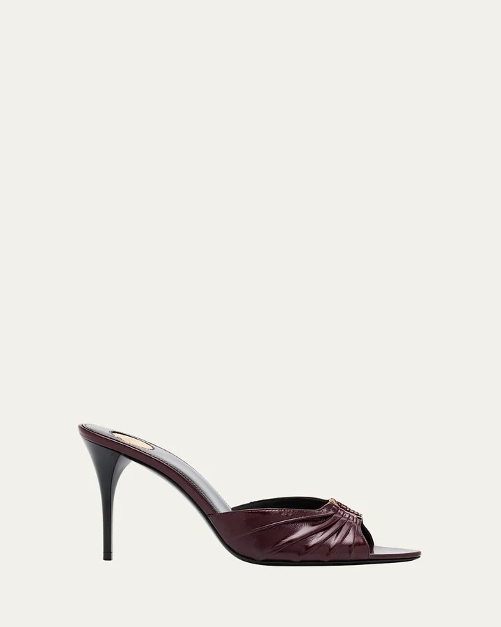 Babylone YSL Ruched Leather Mule Sandals