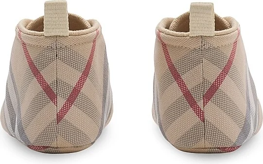 Baby's Corby Check Cotton Crib Shoes - Pale Stone Check - Size Newborn - Image 3