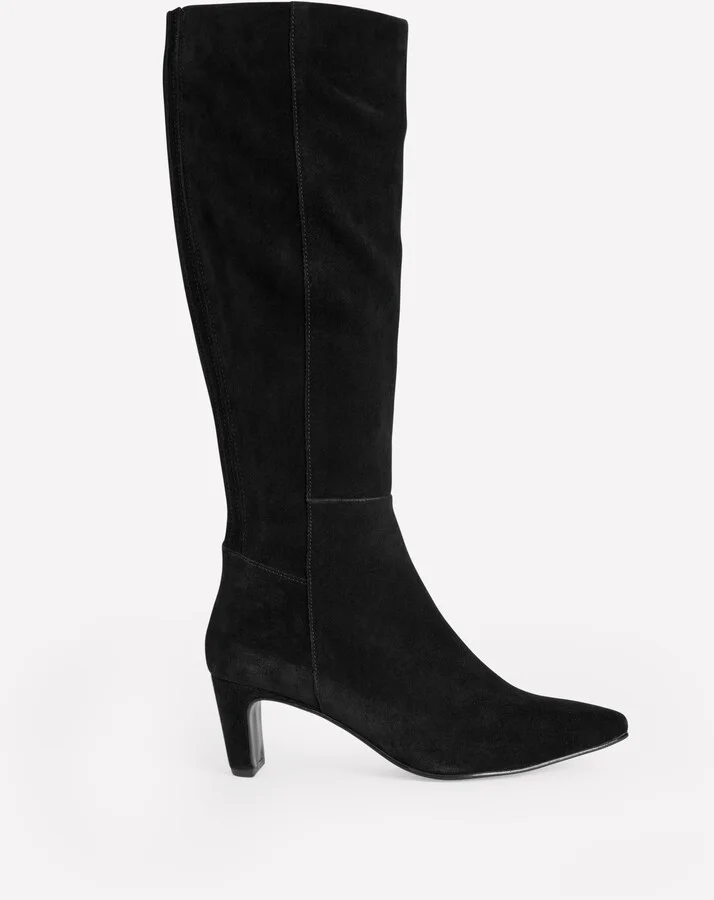 Back Panel Heeled Knee Boot, Black - Image 2