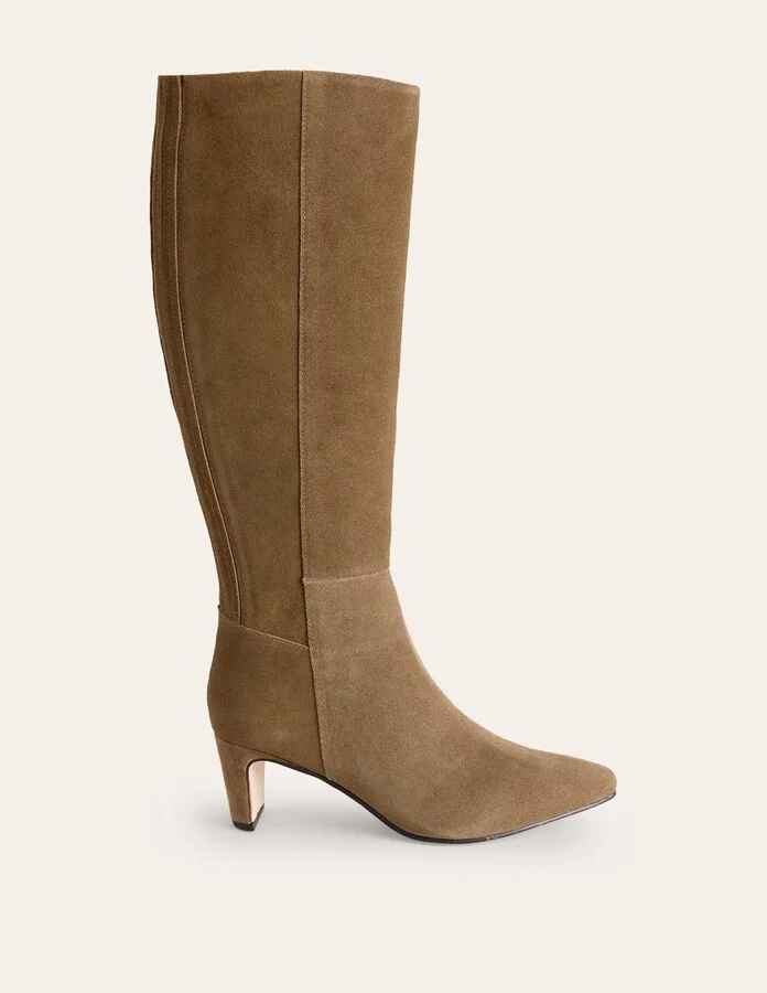 Back Panel Heeled Knee Boot, Black - Image 4