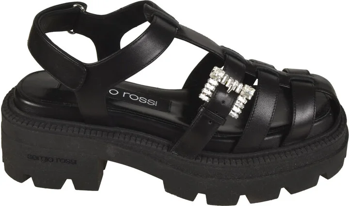 Back Strap Embellished Buckle Sandals