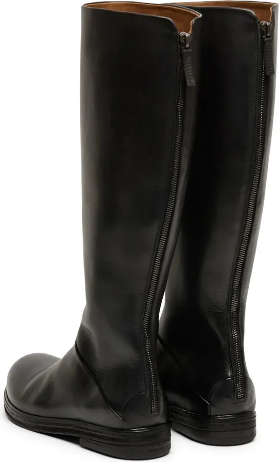 Back Zip Leather Boots - Image 3