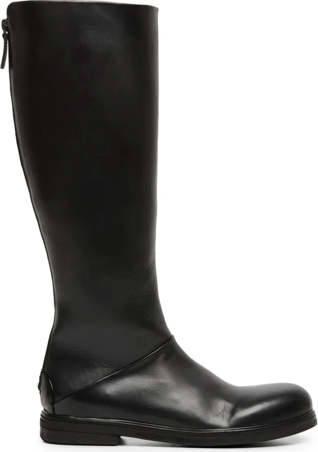 Back Zip Leather Boots