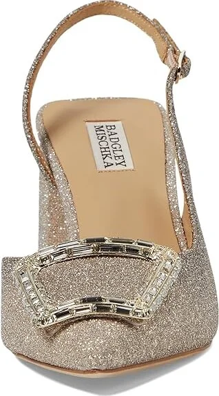 Badgley Mischka Adaline High Women's Heels Champagne : 10 M, Leather - Image 2
