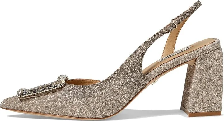 Badgley Mischka Adaline High Women's Heels Champagne : 10 M, Leather - Image 5