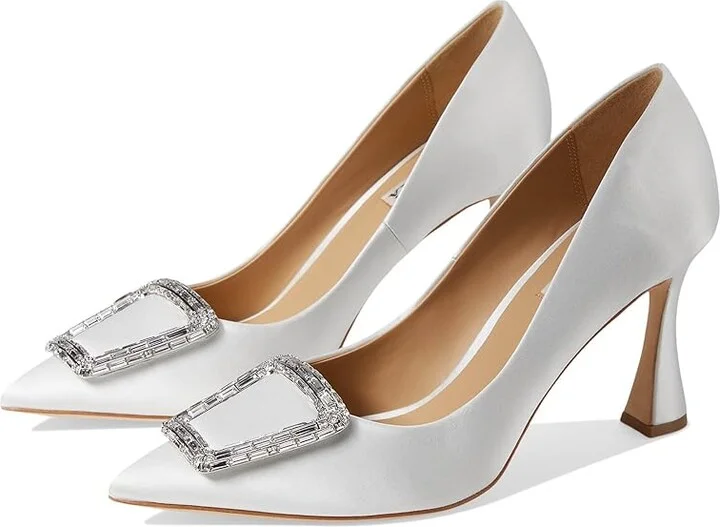 Badgley Mischka Aubree High Women's Heels Soft White : 10 M, Leather